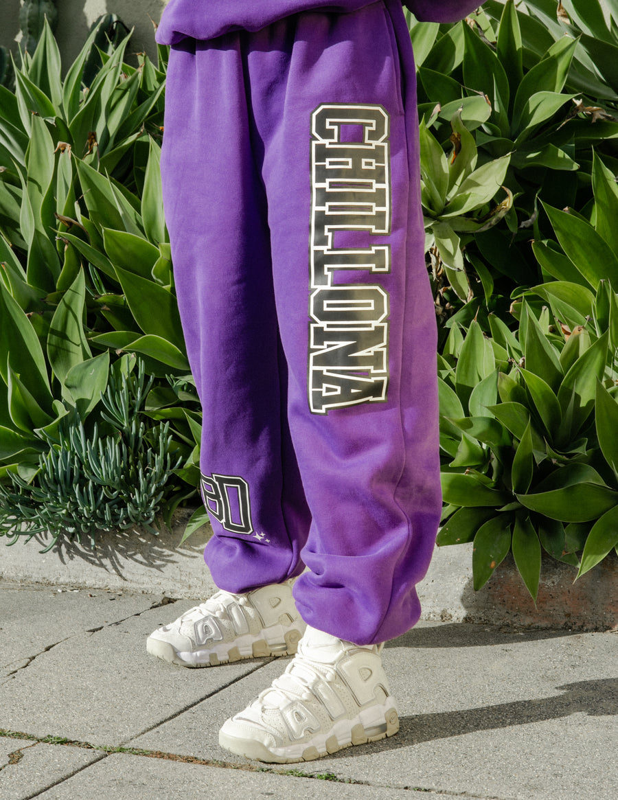 Chillona Varsity Sweats - Purple/Black