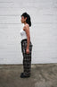 Flannel Wide Leg Pant - Brown and White