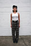 Flannel Wide Leg Pant - Brown and White