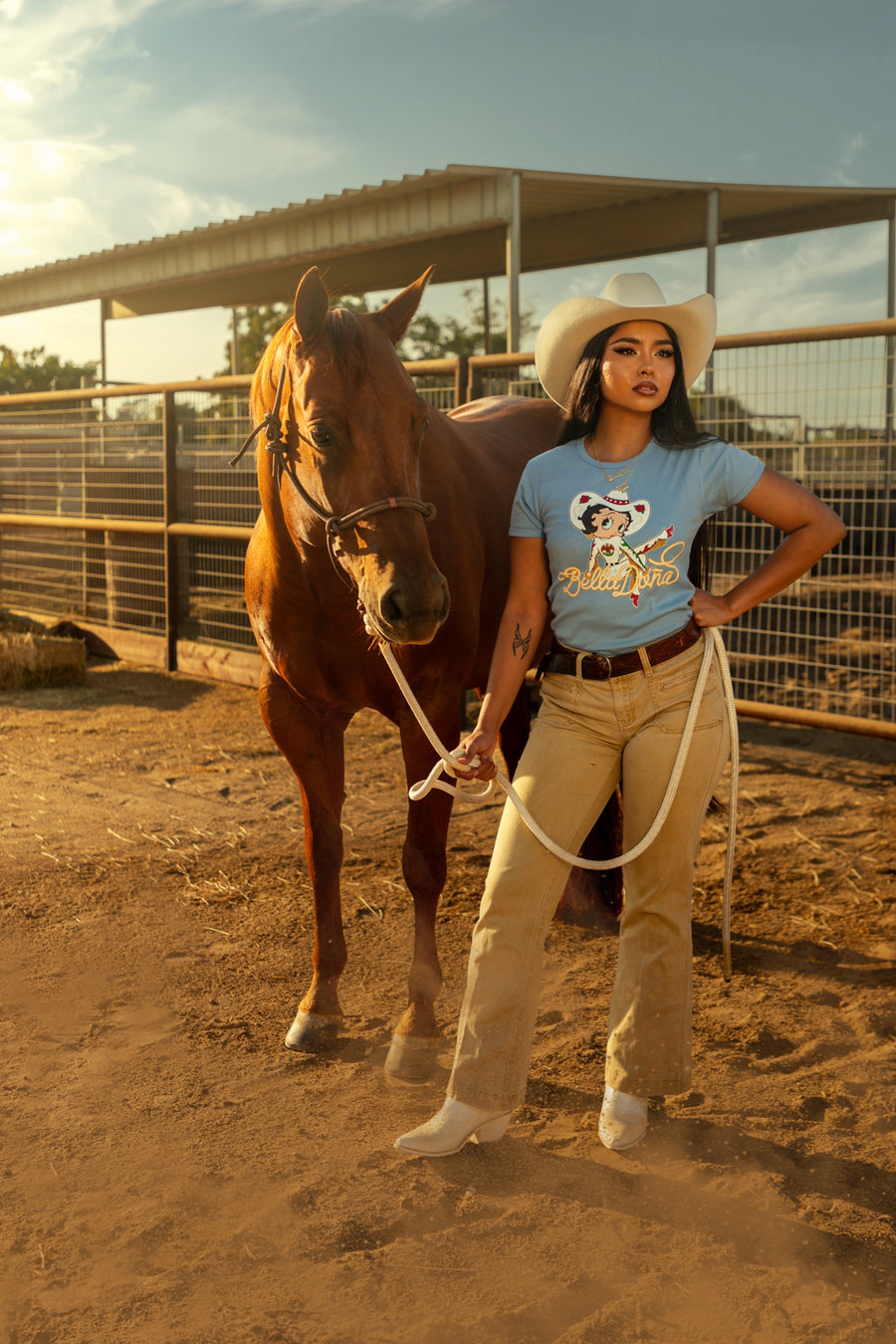 Lasso Betty Boop Baby Tee -Baby Blue