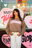 Lovergirl Varsity Sweater - Milk Chocolate/Pink