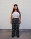 Flannel Wide Leg Pant - Brown and White