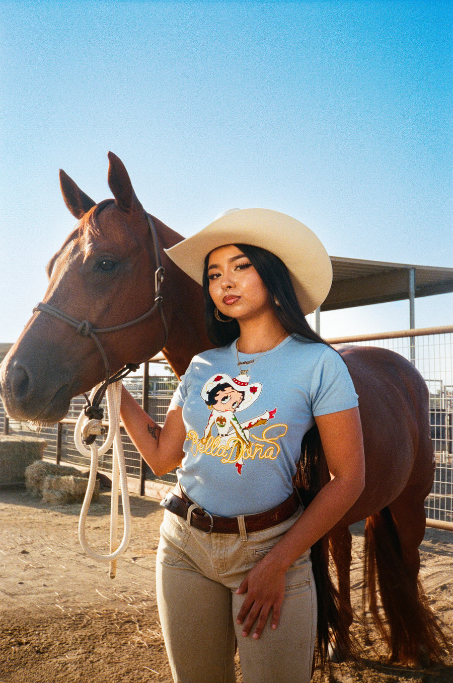 Lasso Betty Boop Baby Tee -Baby Blue