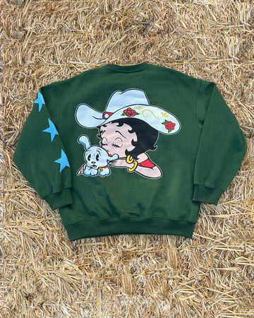 Betty Boop W/ Pudgy - Fleece Sweater - Dark Green