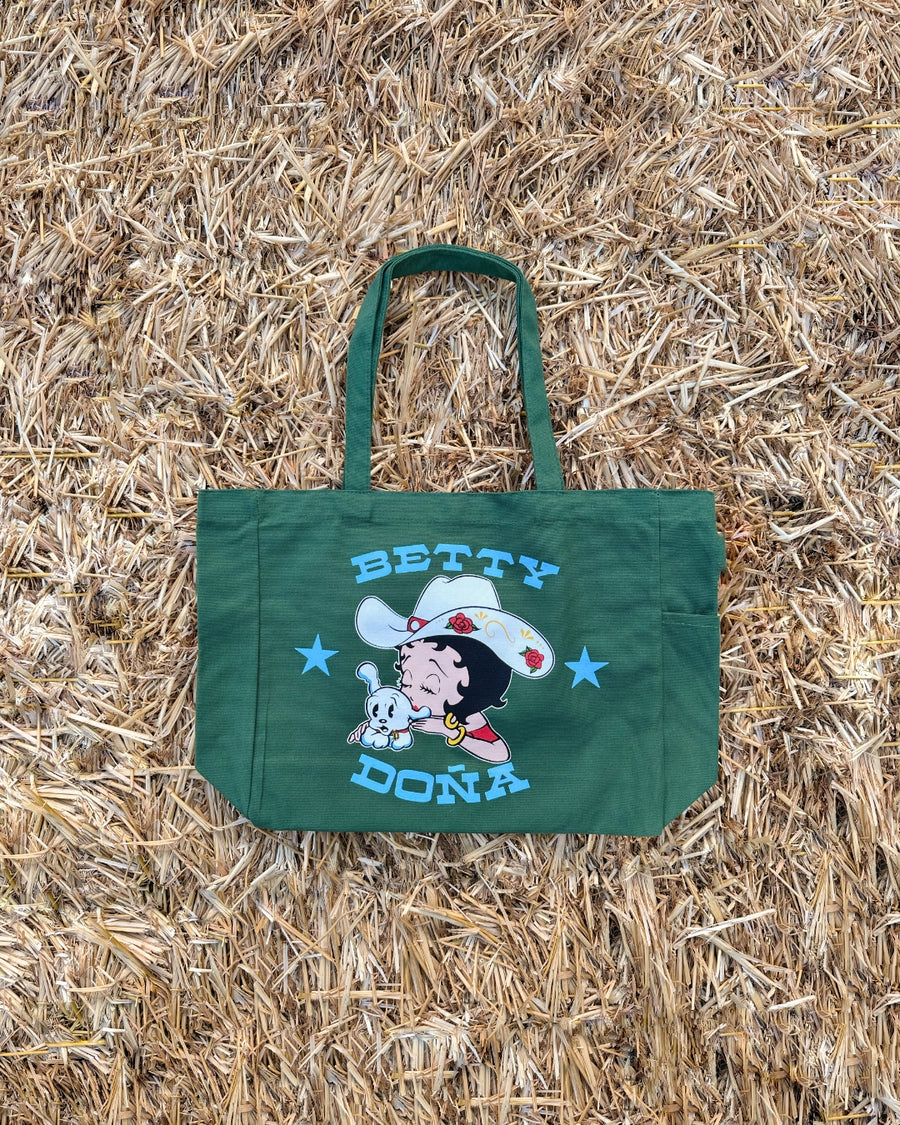 Betty Boop W/ Pudgy - Dark Green Tote