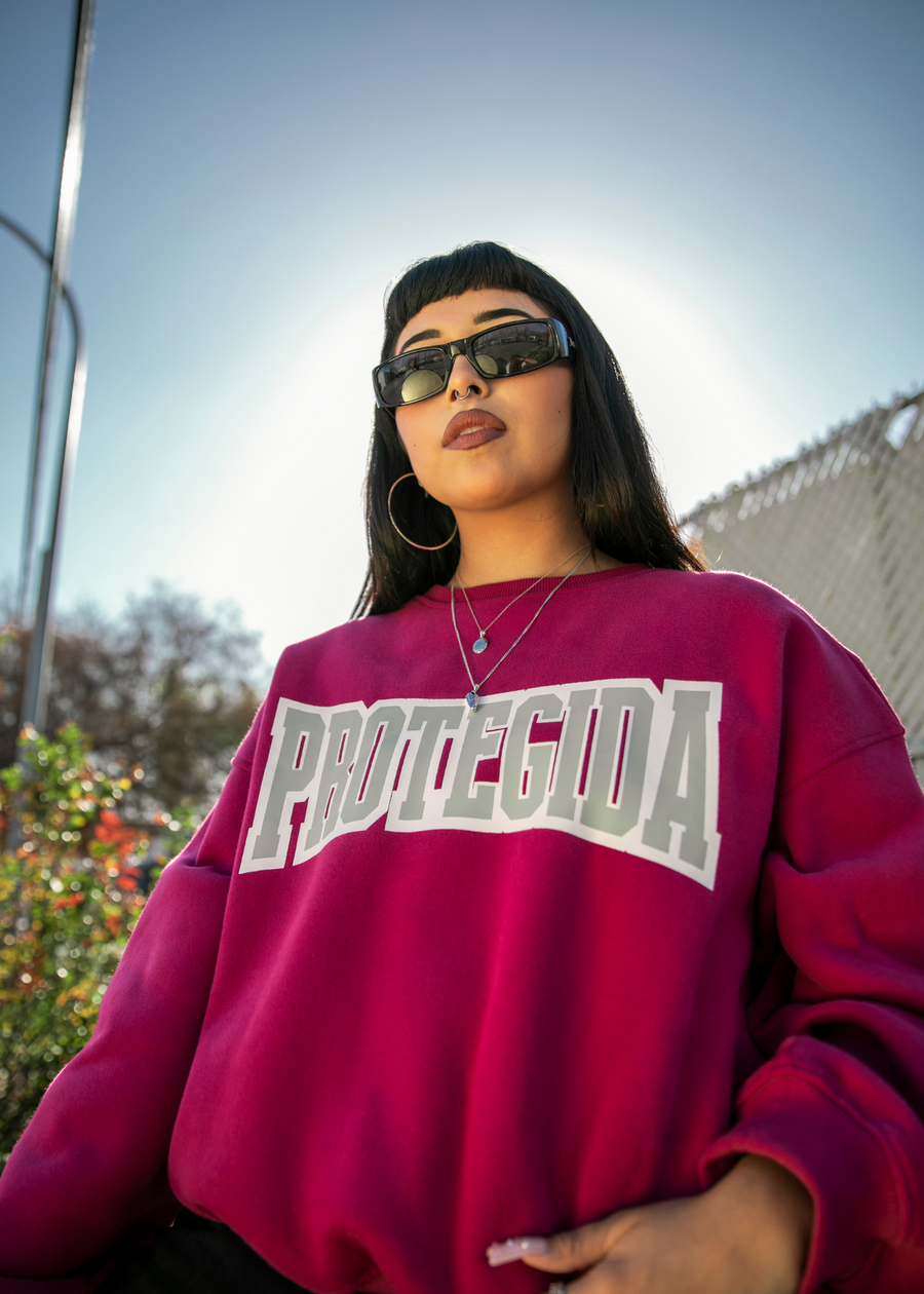 Protegida Varsity Sweater - Magenta/Grey