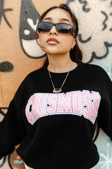 Chismosa Varsity Sweater - Black/Pink