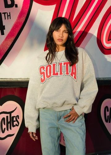 Solita Varsity Sweater - Grey/Red
