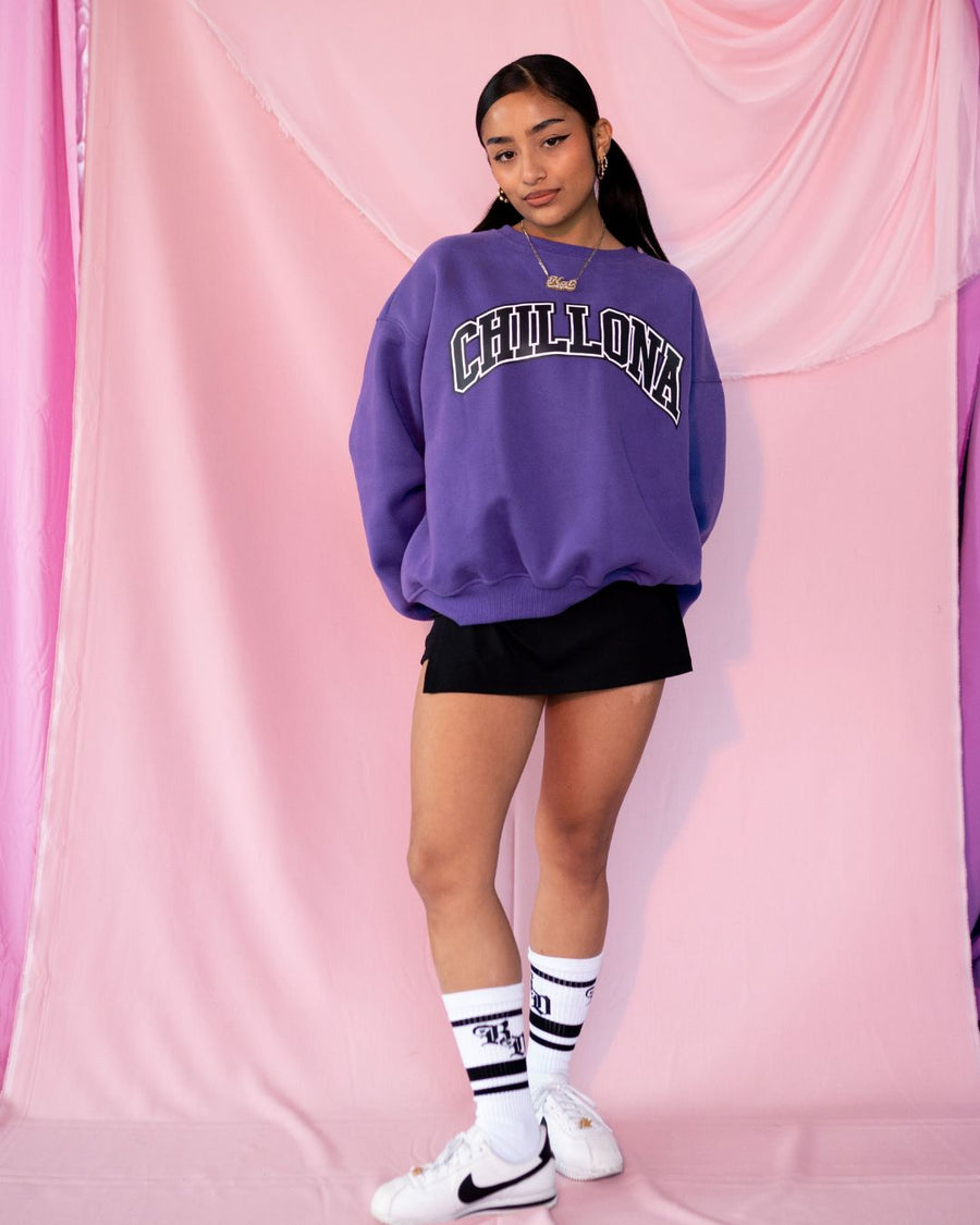 Chillona Varsity Sweater - Purple/Black