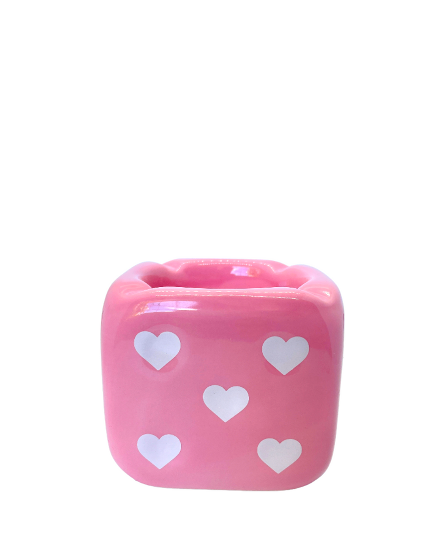 Take All Your Chances Heart Dice Ashtray - Pink