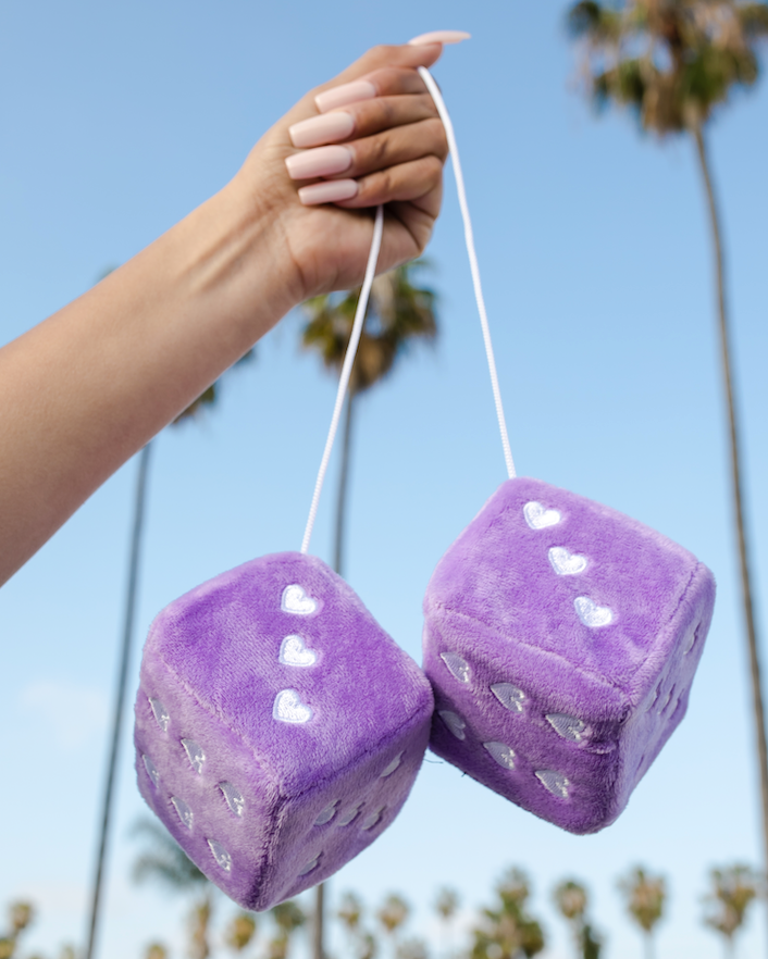 Purple fuzzy online dice