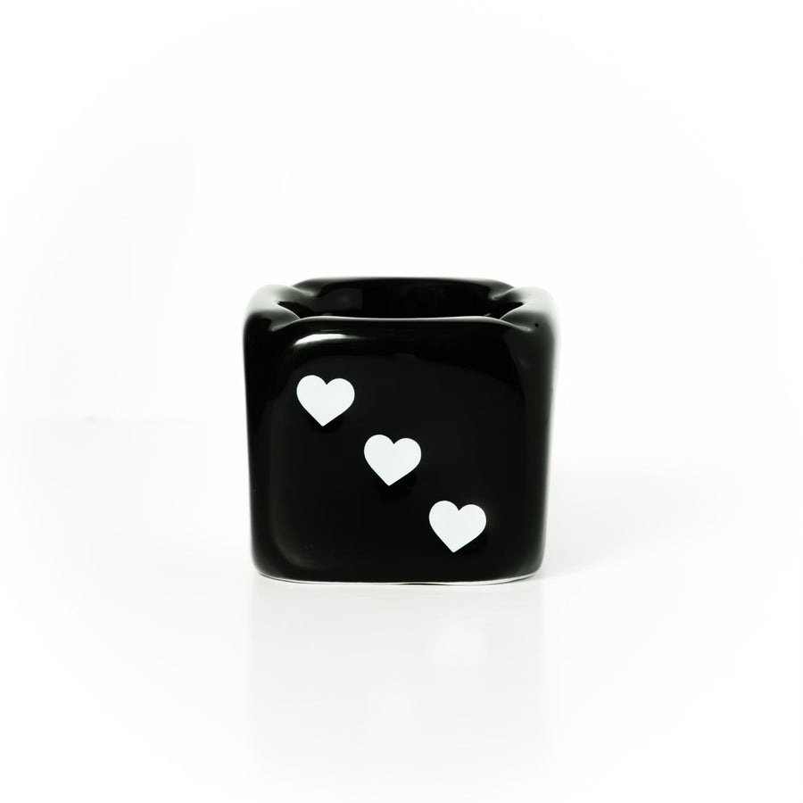 Take All Your Chances Heart Dice Ashtray - Black